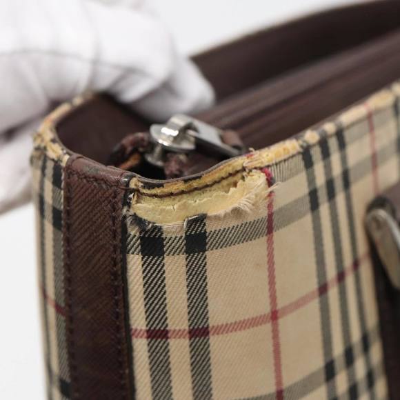 BURBERRY Nova Check Tote Bag Canvas Beige Brown Auth bs16017 - Picture 8 of 16